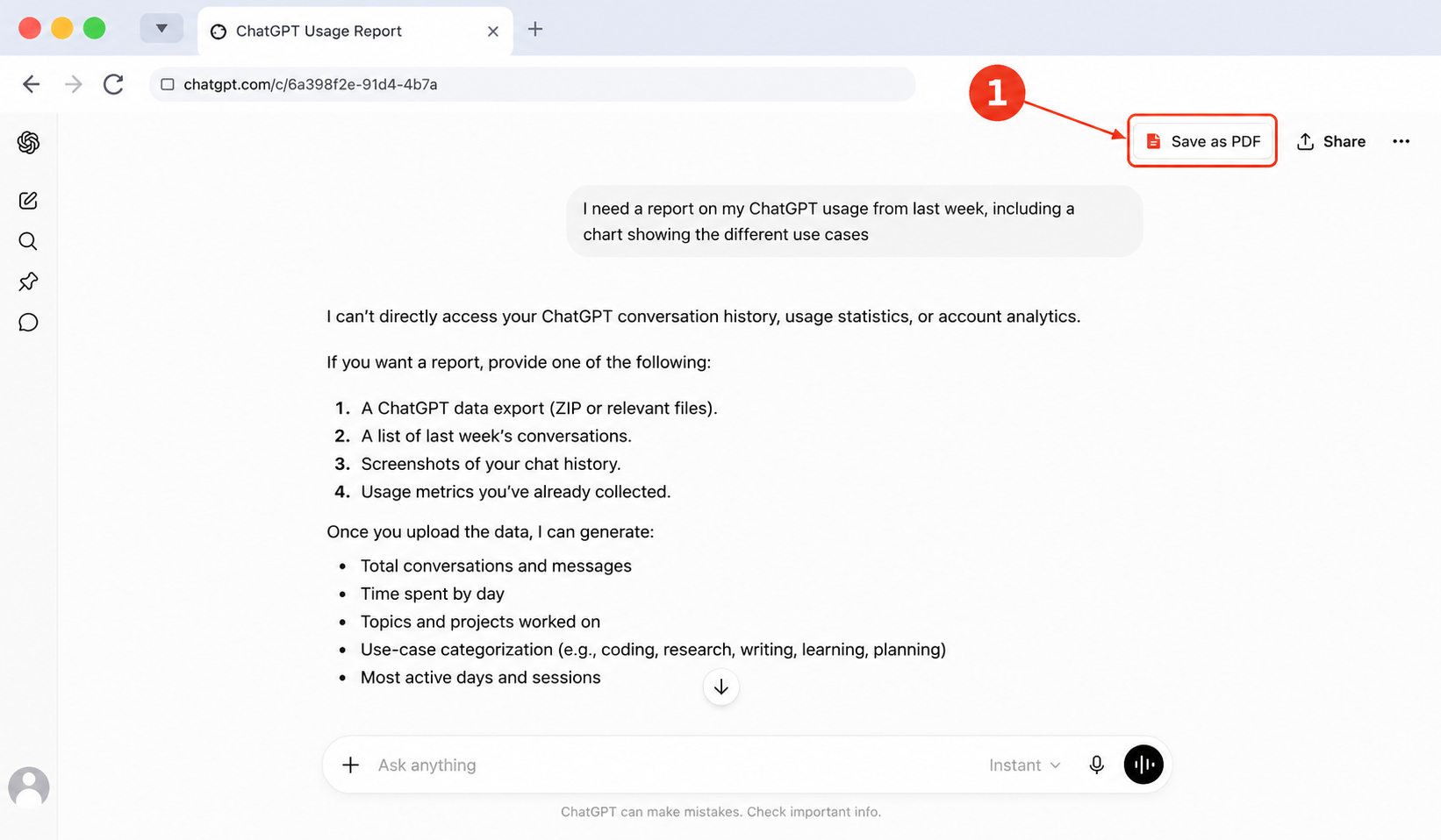 Click Save as PDF in ChatGPT